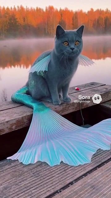 Кот русалка #sora2 #ai #sora #humor #юмор #кот #кошки #котики #ии