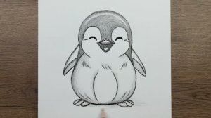 Как очень легко нарисовать милого веселого Пингвина карандашом
