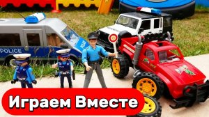 Машинки мультики 🚓 Строительные грузовики для детей: самосвал и полицейская машинка