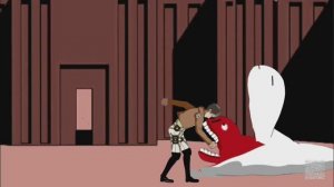 Эрен в роли Титана-убийцы, Райнер против мультяшной собаки, Сиреноголовый.