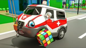 Песня "Колеса в автобусе" - Колеса в форме кубика Рубика - Детские стишки и песенки для малышей