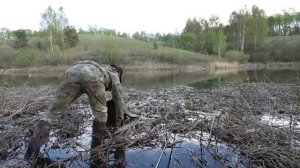 Ловля карася на маховую удочку с поплавком. Рыбалка из детства