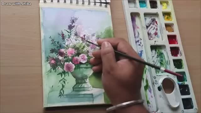 Рисуем акварелью Красивый букет цветов легко смотреть онлайн