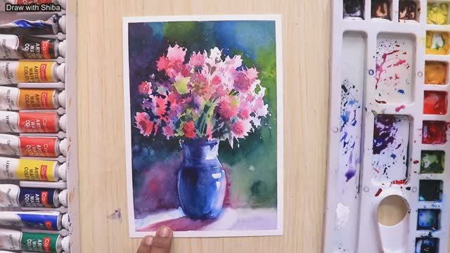 Мастер-класс по рисованию акварелью вазы с цветами. Простой пошаговый урок смотреть онлайн