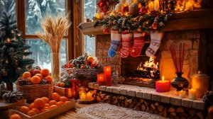 🎄 Уютный новогодний камин | Тёплый свет свечей и спокойный джаз