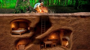 Строим секретную землянку между двумя дубами. Бушкрафт.