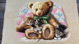 Dimensions, Мишка и котята/ Teddy and kettens/ готовая работа