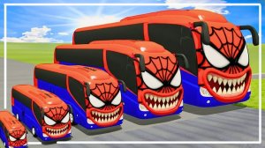Мультики для детей.Яркие краштесты с автобусами человека паука. Мультики для малышей