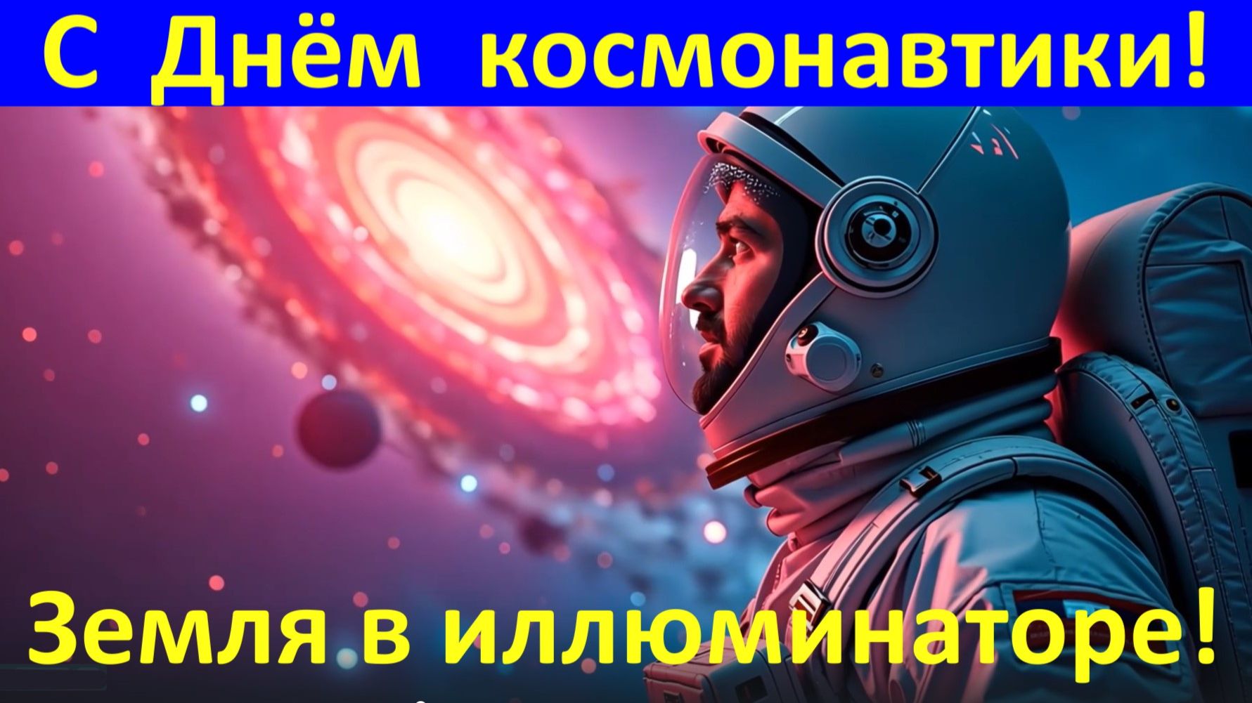 С Днём космонавтики! Поздравление! Земля в иллюминаторе!