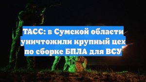 ТАСС: в Сумской области уничтожили крупный цех по сборке БПЛА для ВСУ