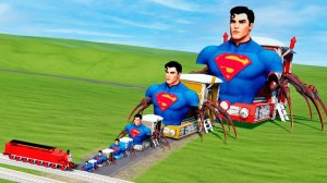 Огромный страшный поезд-СУПЕРМЕН с ногами паука против паровозика ТОМАСА!