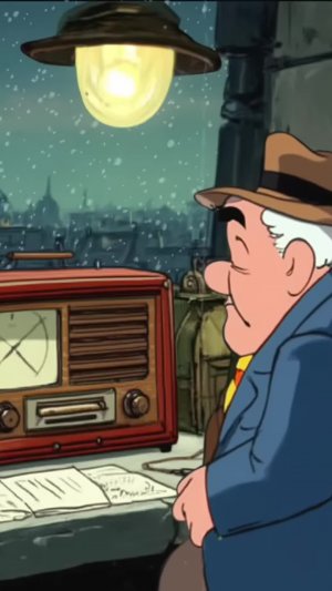 Grandpa Listening to Oldies on a Snowy Paris Night — Warm Memories Beneath the Falling Snow ❄️🎶