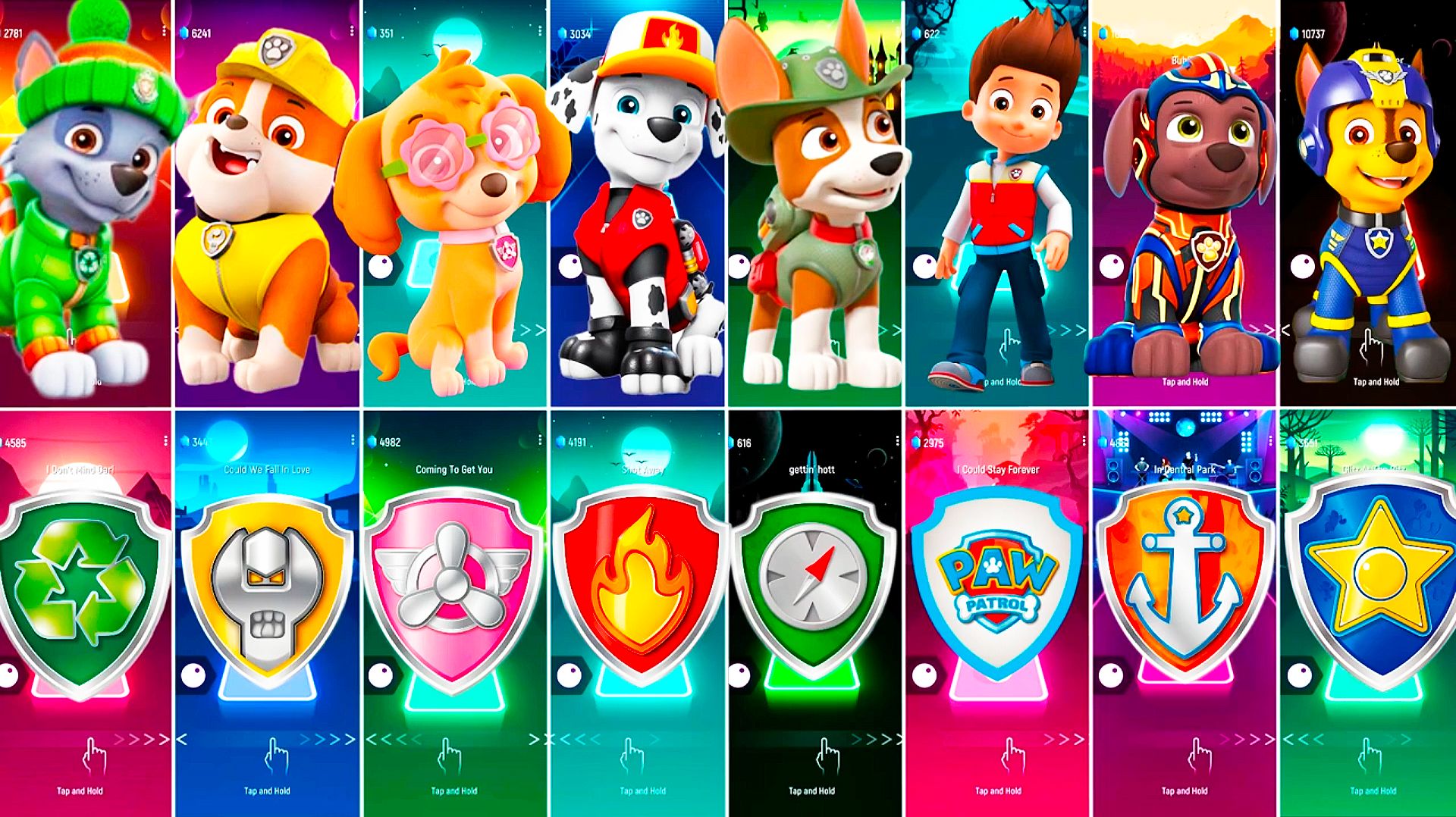 Мультики для Детей Щенячий Патруль Tiles Hop - РОККИ, КРЕПЫШ, СКАЙ, МАРШАЛЛ, ТРАКЕР смотреть онлайн