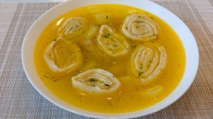 Очень Вкусный Суп с Чесночными рулетиками / Галушками /