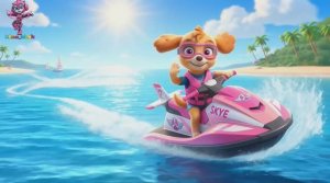 Щенячий патруль, Скай, Маршал, Эверест, Гончик, Крепыш и Зума Танцуют и катаются на гидроциклах