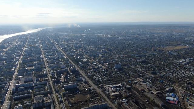 Обзорная панорама с устья Зеи и Амура, через реку Хейхе (Китай) [1080 HD]