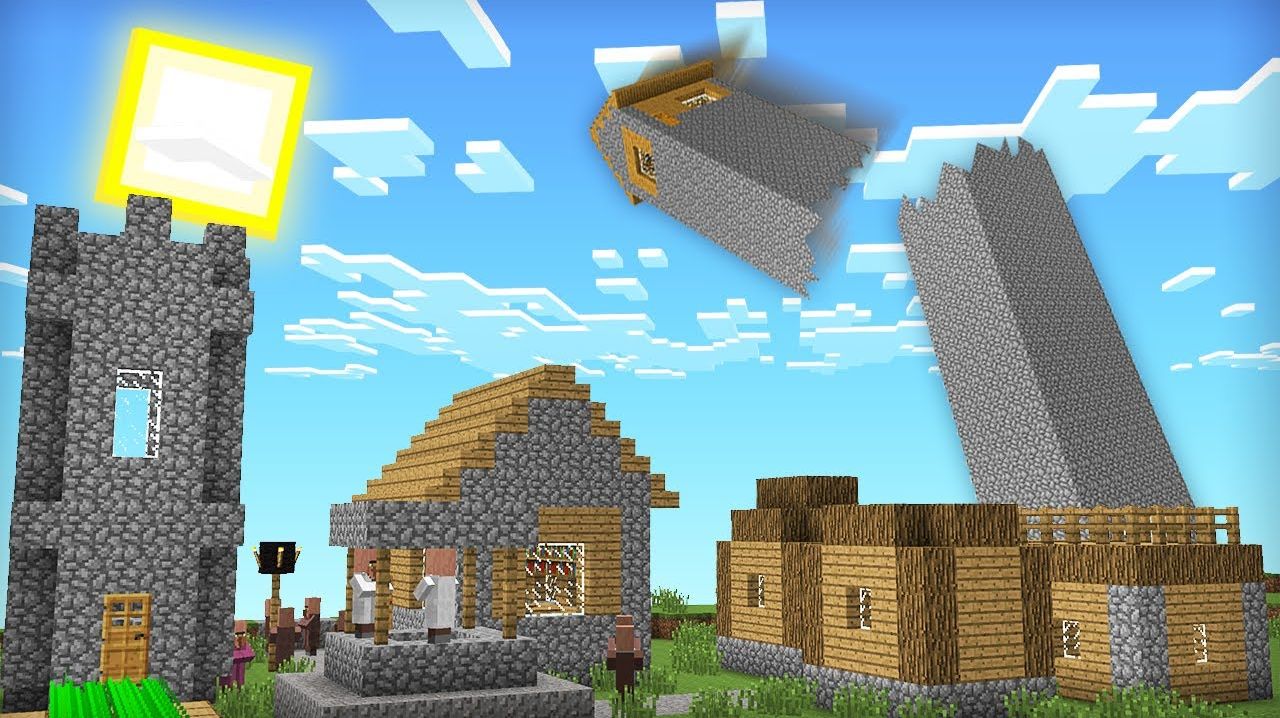 ЭТОТ ВЫСОКИЙ ДОМ СЕЙЧАС УПАДЁТ НА ДЕРЕВНЮ ЖИТЕЛЕЙ В МАЙНКРАФТ _ Компот Minecraft
