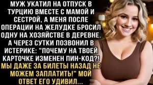 Я ПЛАКАЛ, ЧИТАЯ! МУЖ УЕХАЛ В ТУРЦИЮ С МАМОЙ, БРОСИЛ БОЛЬНУЮ ЖЕНУ. ЗВОНИТ: "ТЫ ЧТО, ПИН КОД СМЕНИЛА!"