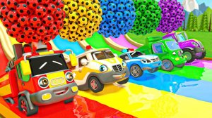 Мультики про машинки Песня Паровозик Ту Ту Разноцветные бассейны и пожарная машина Песенки для детей