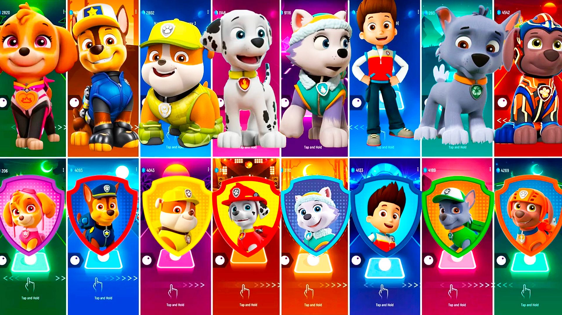 Мультики для Детей Щенячий Патруль Tiles Hop - СКАЙ, ГОНЩИК, КРЕПЫШ, МАРШАЛЛ смотреть онлайн