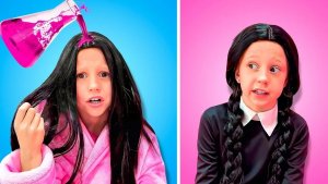 Настя и Уэнсдей в  Розовое или Черное  Челлендж