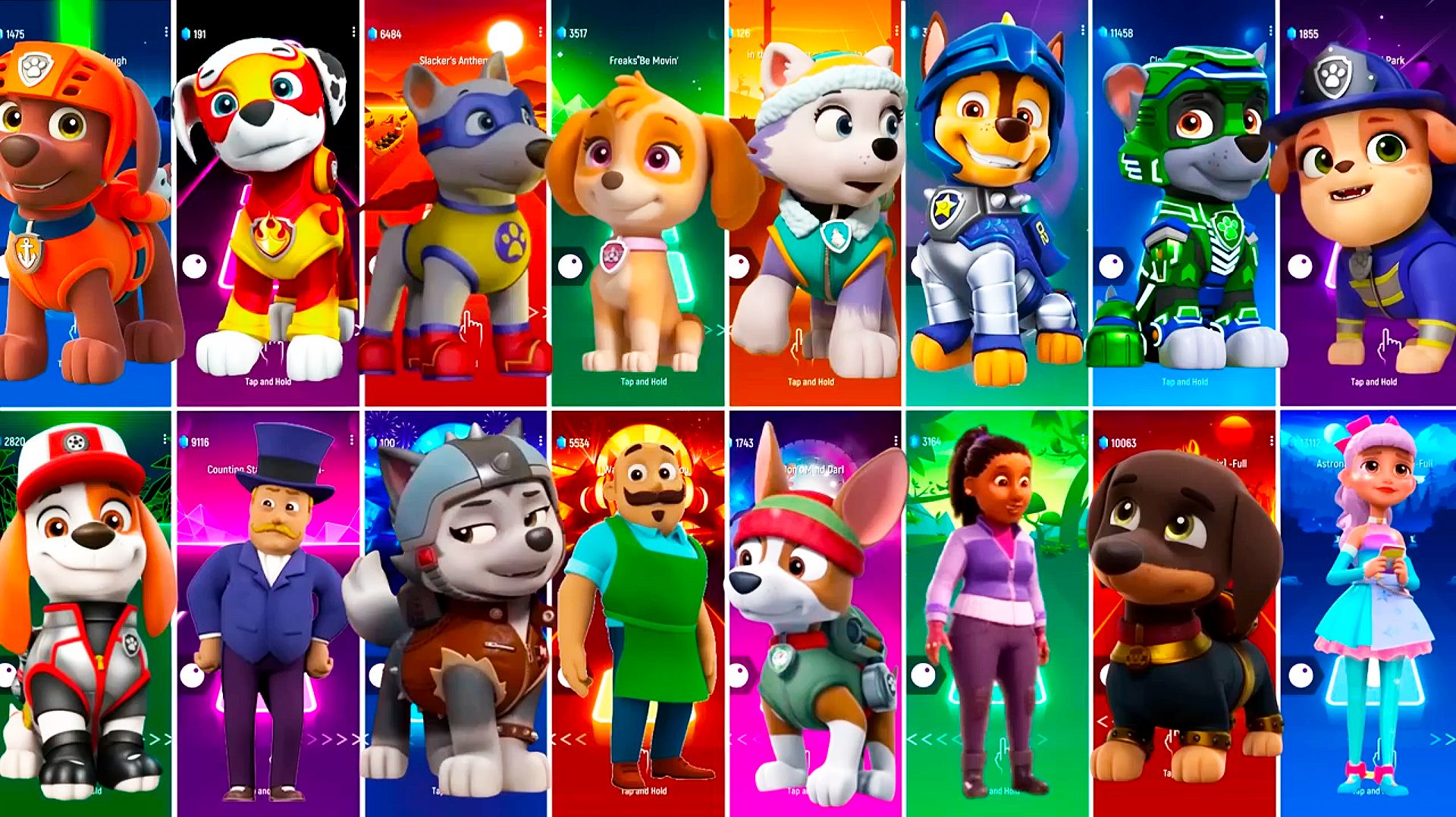 Мультики для Детей Щенячий Патруль Tiles Hop - ЗУМА, МАРШАЛЛ, СКАЙ, ЭВЕРЕСТ, ГОНЩИК, РОККИ смотреть онлайн