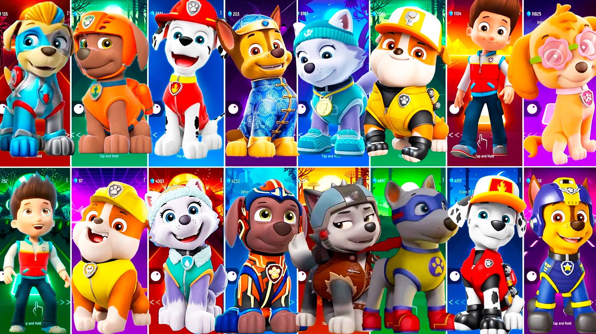 Мультики для Детей Щенячий Патруль Tiles Hop - ЗУМА, МАРШАЛЛ, ГОНЩИК, ЭВЕРЕСТ, КРЕПЫШ смотреть онлайн