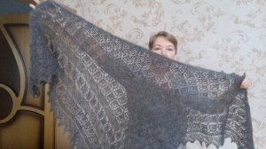 Платки, палантины, косынки в натуральном сером и черном цвете пуха.