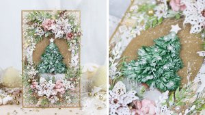 Новогодняя открытка с ёлочкой и цветами из фоамирана 🎄 Красивые новогодние идеи своими руками