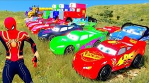 🚗GTA 5 Тачки Человека-паука, 3 диснеевских автомобиля, Эпичный прыжок Молнии Маккуин, Мак Трак