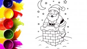 Как нарисовать Санту на трубе/ рисунки и раскраски