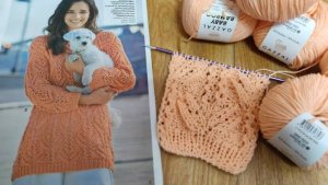 Ажурный свитер  спицами ажурным и очень красивым  узором.