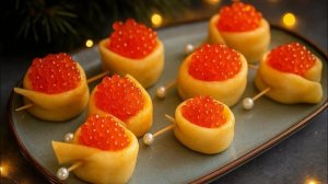 самая ВКУСНАЯ ЗАКУСКА на НОВЫЙ ГОД 2026 - блины улитки С КРАСНОЙ ИКРОЙ! 5 минут и готово!