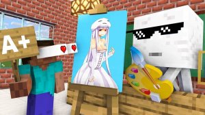 Школа Монстров _ ХЕРОБРИН ВЛЮБИЛСЯ В РИСУНОК - Майнкрафт Анимация (360p)