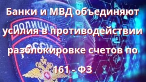 Банки и МВД объединяют усилия в противодействии разблокировке счетов по 161 - ФЗ