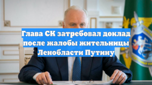 Глава СК Бастрыкин потребовал доклад после жалобы жительницы Ленобласти Путину