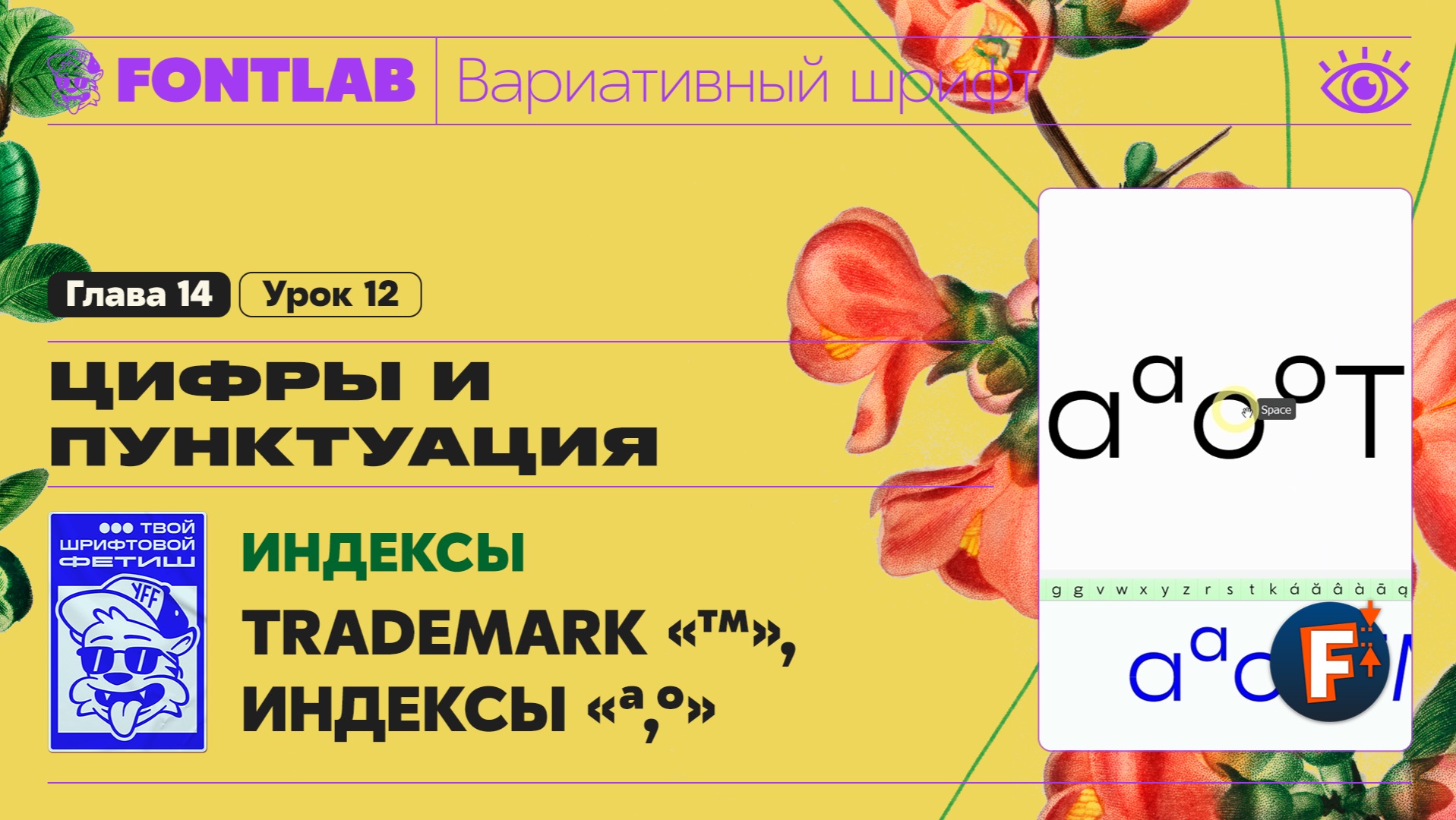ДВШ 14-12 Индексы – Trademark «™», Буквы-индексы «ª» и «º» – Урок Fontlab