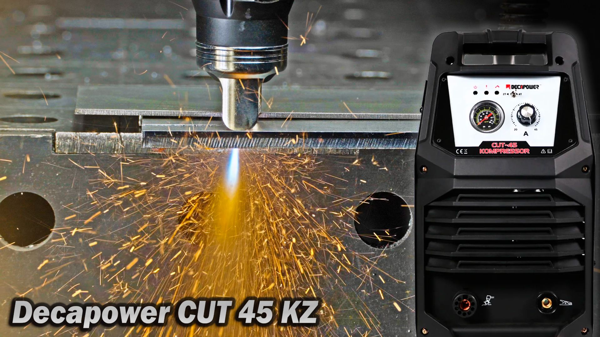 Пневмоподжиг  встроенный компрессор. Decapower CUT 45 KZ. Обзор интересного плазмореза.