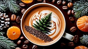 Уютное утро с ароматным кофе капучино Новогоднее настроение Зимнее утро и прекрасная музыка