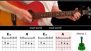 MAD WORLD - Guitar lesson гитара разбор урок