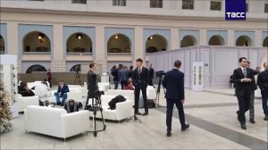 Обстановка внутри Гостиного двора, где будут подводиться итоги года с Владимиром Путиным.