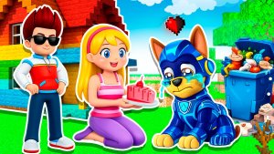 РАЙДЕР И ДЕВУШКА ПРИЮТИЛИ БЕЗДОМНОГО МЕГА ГОНЩИКА из ЩЕНЯЧИЙ ПАТРУЛЬ в МАЙНКРАФТ PAW PATROL МУЛЬТИК