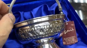 Серебряная конфетница - корзинка «Ромашка» (малая), кф019