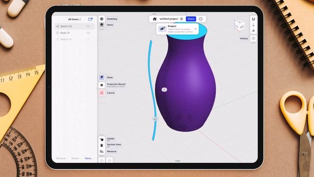 Моделирование вазы в Shapr3D (вариант 2)