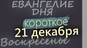 21 декабря Воскресенье Евангелие дня 2025 короткое! Рождественский пост