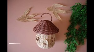 Домик-грибок из  прутка  #ротанг #пруток #грибизротанга #плетениеротангом #рукоделие #хобби