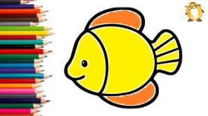Мультик - раскраска для детей РЫБКА. Учимся как рисовать РЫБУ // ОБУЧАШКА ТВ