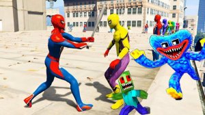 ПАУК ПРОТИВ всех супергероев в замедленном движении, Эпичная драка на крыше В ГТА 5