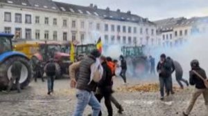 Фермеры в Брюсселе заблокировали улицы и забросали Европарламент картофелем