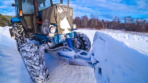 Снова снег, снова чистим. МТЗ-82.1 на расчистки дорог от снега.